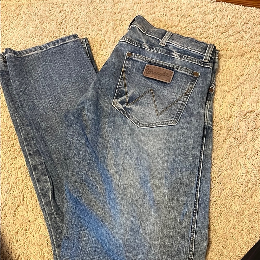 Wrangler Blue Straight Jeans with Faded Details